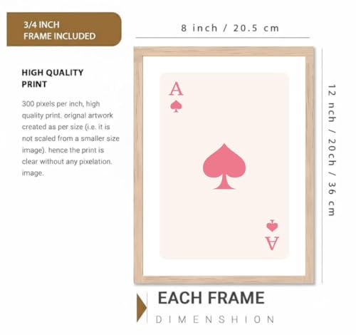 Image of BLINKART Playing Card Aesthetic Modern Art Walls With Frame | Natural Wood Texture | Living Room Bedroom Office Wall Decoration | Poster Home Decor Frames Wall Bedroom | 12x8 Inches (D232)