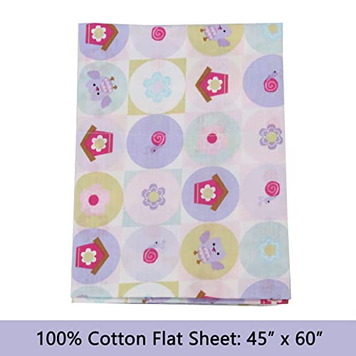 Image of Cozy Line Home Fashions 100 Cotton 3 Piece Toddler Sheet Set, Soft Breathable Crib Bedding Set for Girls Includes a Flat Sheet, a Fitted Sheet, a Pillowcase, Spring Floral Bloom Geometric Garden Pink