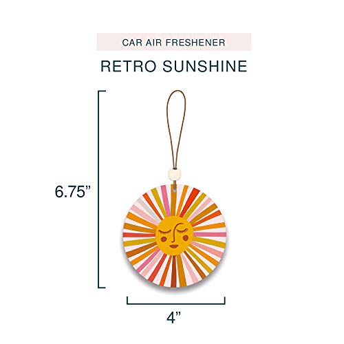 Image of Studio Oh! Retro Sunshine Set of 2 Hanging Car Air Freshener, Long-Lasting Fragrance, Odor Eliminator, Scented Car Accessory for Auto Interior, Decorative Air Freshener, 4 x 7.5 in