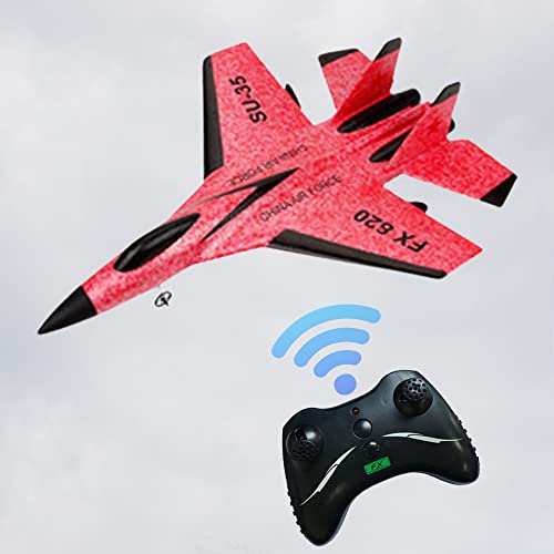 Su-35 Jet Fighter Stunt Rc Airplane, 2.4G Remote Control Plane Rc Aircraft Toy, Fx620 Aero Jet Control Remoto Airplane Hobby Rc Airplanes Model, Epp Foam Rc Jet Glider Fighter Plane Toys (Red) #TOP5