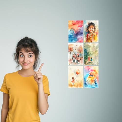 Image of SiddArtify Watercolor Abstract - Children Art Print Set - Set of 2-4x6 Inch - Board (Pack of 6) - Sticker (Pack of 6) Wall Room Decoration art Poster Prints