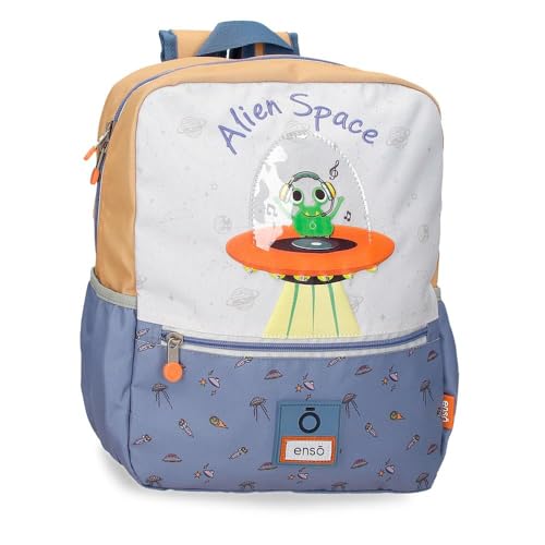 Mochila casual Enso Alien Space beige de poliéster con medidas 27x33x11 cm