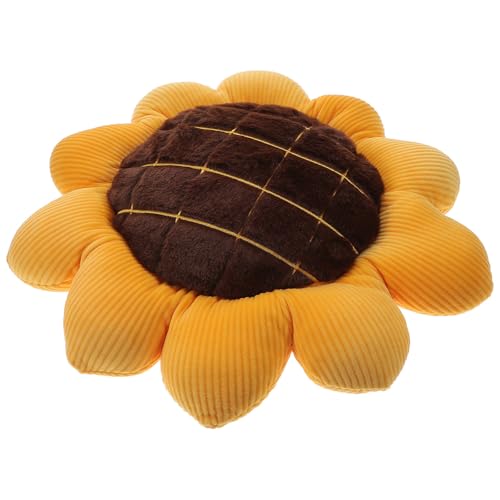 Image of SHINYPASING Seat Cushion Fashionable Yellow Sunflower Shaped Cushion with Faux down Cotton Filling, Skin-comfortable and Waist Protecting Sofa Pillow for Dining Chairs and Tatami