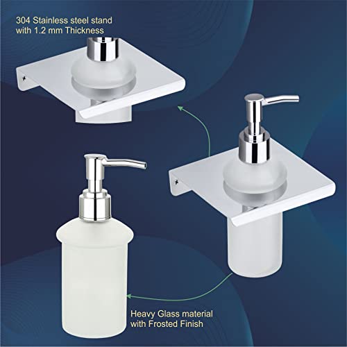 Image of Easyhome Furnish Premium Stainless Steel Wall Mounted Liquid Soap Dispenser for Bathroom & Kitchen | Rust-Proof Chrome Finish Soap Pump with Level Indicator Window | Heavy Duty Dispenser (E L-SD19CH)