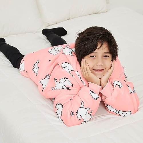 Image of KFUBUO Wearable Blanket Hoodie for Kids With Pocket, 6-10 Year Old, Dog | Sherpa, Heavy Material, Oversized Sweatshirt Blanket, Kids Blanket, Girl Boy Gifts, Hooded Blanket Kids, Cozy Gifts for Kids