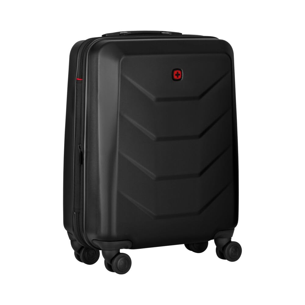 WENGER Prymo Carry-On Hartschalenkoffer, Handgepäck, Trolley, 36 (43) l, Sicherheitsschloss, Damen Herren, Reisen Urlaub, Schwarz, 612536