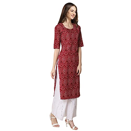 Image of Pinkmint Women's Crepe Floral Regular Kurta