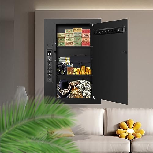 Wall Safe, Hidden Fingerprint Security wall Safe, In Wall Safe Between Studs, Upgraded Biometric/Keypad/Key Access, Secure Handgun, Documents, Jewelry, Valuables (Biometric Fingerprint) thumbnail 6