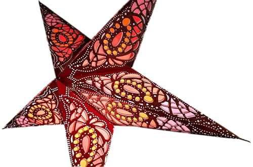 Image of Lantern Lampshade Paper Star Light Shades Large 60cm Star Hanging Decorations for Christmas Wedding Home Decoration Birthday Party (Glitter Brown, Pink, Red)
