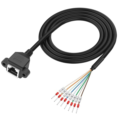 XMSJSIY RJ45 to 8 Pin RS232/485 Serial Bare Wire End RJ45 Female to 8P8C Network Debugging Ethernet Extension Cable with Marked Terminal Blocks -1M/3.2FT