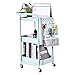 3-stufiger Allzweck-Rollwagen Metall-Allzweckwagen mit abnehmbarem Diy-Pegboard, Trolley-Organizer mit 2 abschließbaren Rädern und 4 zusätzlichen Haken für Küche, Bad, Zuhause, Büro, Handwerk, Kunst