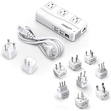 BESTEK Universal Travel Adapter 220V to 110V Voltage Converter and Worldwide Travel Plug Adapter Set, Grounded Universal Power Plug Adapter for USA to US, EU, AU, UK, GE, HK and More