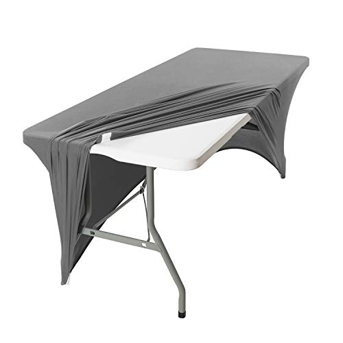Peomeise 8FT Spandex Table Cover Rectangular Stretch Spandex Tablecloth (Gray,8FT) by Peomeise - Image 9