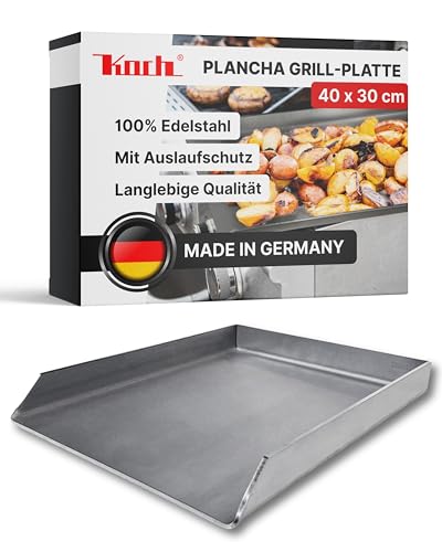 Koch Universal Grillplatte aus 100% Edelstahl - 40 x 30 x 4cm - Plancha für alle Grillarten...
