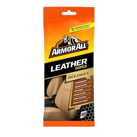 ARMOR ALL Toallitas para Tapicerías de Piel - 20 UDS - Limpia, Acondiciona y Protege con Cera de Abejas, Acabado Mate, Fácil de Usar, Previene Manchas y Mantiene la Piel Como Nueva