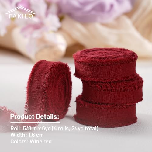 Ruban coton rouge vin 22m scrapbooking loisirs créatifs emballage cadeau - 3