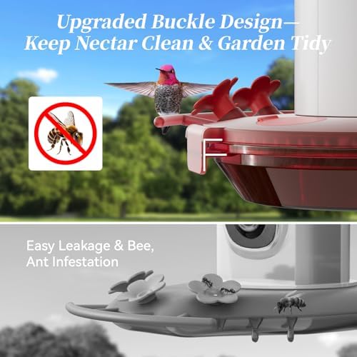 Nafnti Smart Hummingbird Feeder with Camera Solar Powered - Leakproof & Bee Proof, AI Identify Instant Notification, 3K HD Video Live Humming Bird Camera Feeder 5g WiFi, Gift for Bird Lovers — view 2