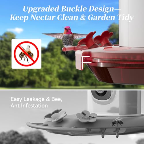 Smart Hummingbird Feeder with Camera 5g WiFi- 3K HD Video Live, Leakproof & Bee Proof, AI Identify Instant Notification, Solar Powered Humming Bird Camera Feeder, Mom Birthday Gifts — view 6
