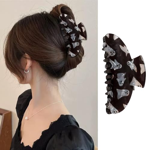 Halloween Hair Clips Large Acrylic Black Ghost Hair Claw Clips for Halloween Hair Accessories Strong Hold Jaw Clips Nonslip Hair Clamp Ghost Claw Clip for Women Girl Thick/Thin Hair Styling Decoration