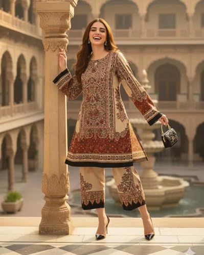 Image of SHYAMMURLI Fashion Women Co-Ord Set Cotton Blend Kurta Pant Set | Rayon Slub & Poly Rayon Fabric | Stylish Ethnic Outfit for Women & Girls | Comfortable