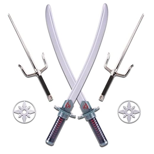 Kangaroo Plastic Sword for Kids – Ninja Toy Weapons for Boys – Play Ninja Swords Katanas, SAIS, and Stars Set – Deadpool, Ninja Turtles, Ninjago for Parties and Costume Accessory – Silver, 6 Pieces