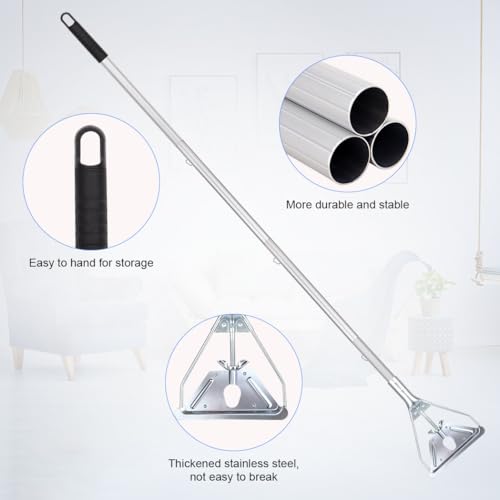 Image of Mop Handle Commercial Heavy Duty - 57 Inch Industrial Metal Clamp Mop Stick Replacement for Floor Cleaning - Professional Mops Head Replacement Holder