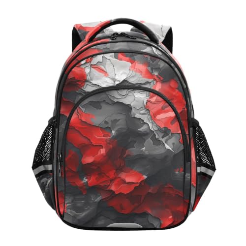 Sac à dos enfant 3-12 ans anti mal de dos avec motif ondulé rouge gris