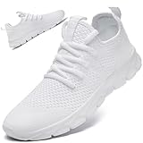 Mens Trainers Running Walking Shoes Slip On Sneakers Gym White Size 9 Workout Work Casual Shoes Tennis Walk Sport Training Breathable Lightweight Fashion Shoe