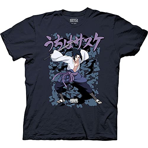 Ripple Junction Naruto Shippuden Sasuke's Curse Adult Crew Neck T-Shirt 5XL Navy