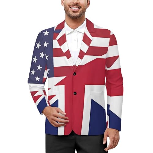 U.S.Britain Flag Men's Casual Blazers Slim Fit Sport Coats Blazer Two Buttons Suit Jacket for Work Party