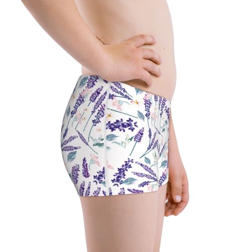 Boys' Cotton Boxer Brief Soft Underwear-Lavender Flowers2