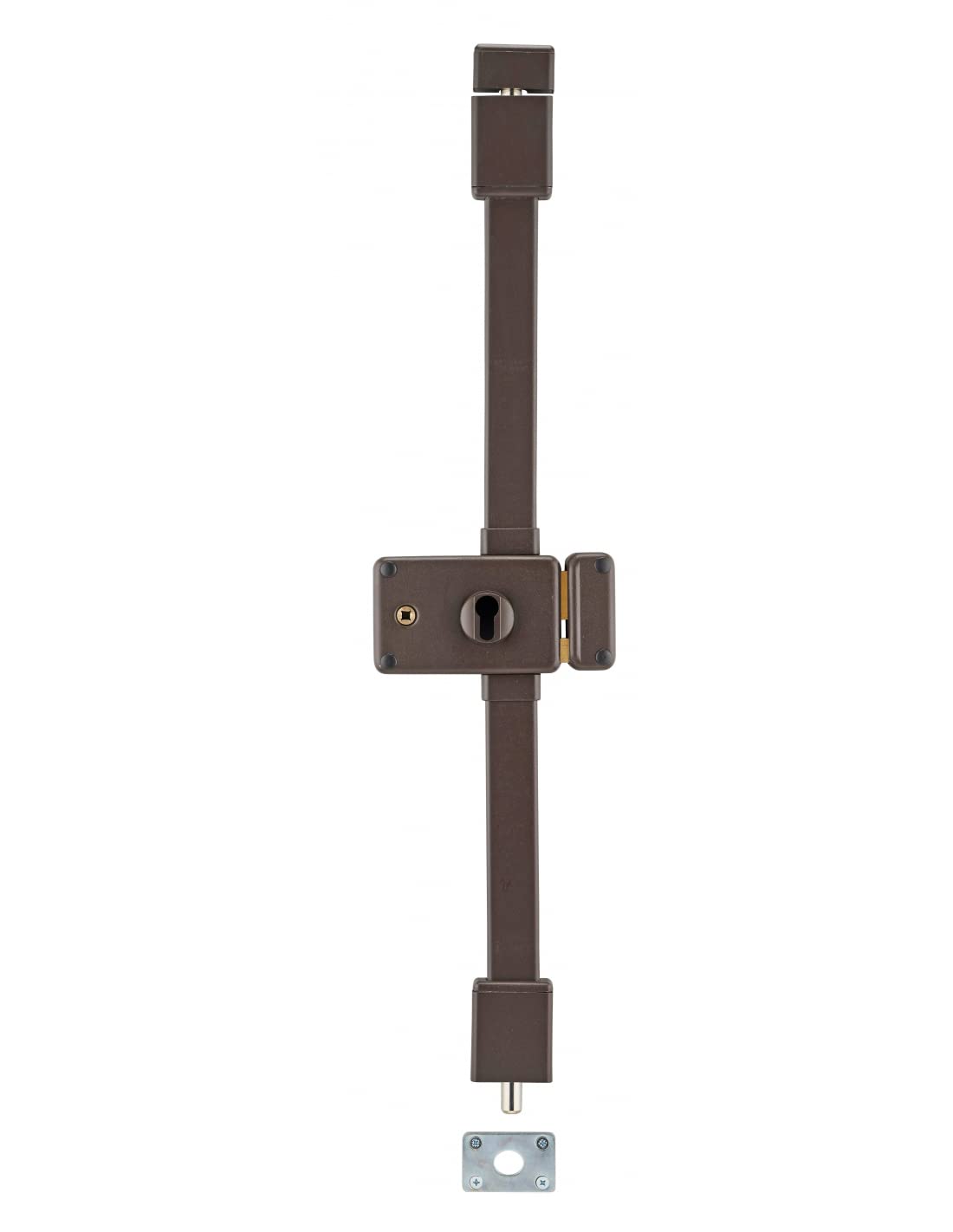 THIRARD - Boitier De Serrure En Applique Horga À Fouillot Pour Porte D'Entrée - 3 Points - Axe 55 mm - Acier - Pour Droite - Coffre 140 x 88 mm - Ø 16 mm - Marron