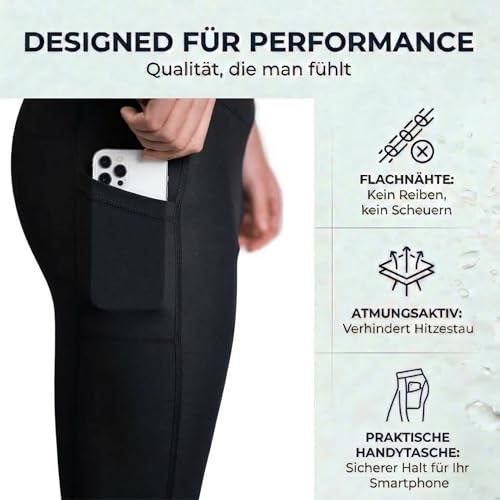 iQ-UV Badehose für Herren Lang Schwarz L – Lange Schwimmhose für Herren mit UPF 50+ UV-Schutz – Lange Stretch Badehosen mit Handytasche – Badeshorts in lang, elastisch & schnelltrocknend