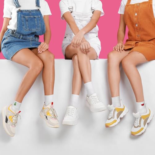 Image of Eurzom 10 Pairs Socks Womens Crew Elastic Ankle Length Cotton Socks Aesthetic Cute Lightweight Low Cut Gifts for Women