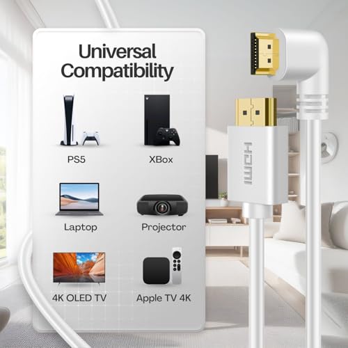 Cable HDMI 4K 60Hz en ángulo izquierdo para Xbox One compatible con 2K ARC Ethernet 7