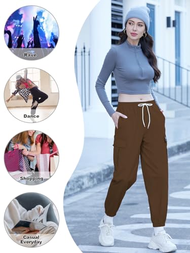 Image of SANGTREE Girls & Womens Cargo Pants Elastic Waist Drawstring Tapered Jogger Pants with Pockets, 6 Years-Women 2XL