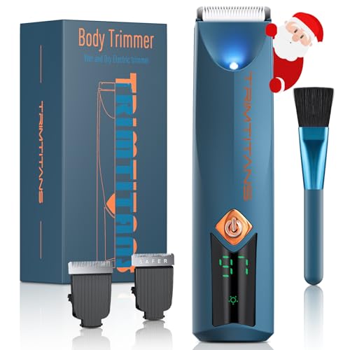 TRIMTITANS Body Hair Trimmer for Men, 2-in-1 Groin Hair Trimmer & Body Groomer Ball Shaver Electric Razor for Men Pubic Hair with 2 Replaceable Ceramic Blades Designed to Balance Safety and Sharpness