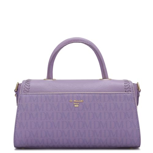 Image of Da Milano Leather Satchel Bag for Women - Purple