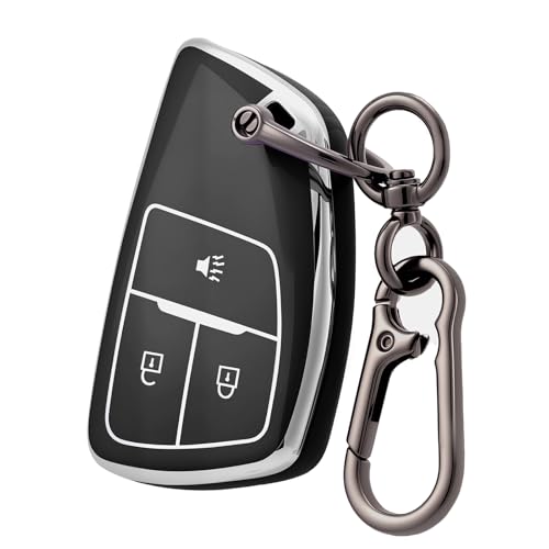 CHATYYD for Chevy Key fob Cover with Keychain,Soft TPU Car Key Cover Case for 2021-2025 Chevrolet Colorado Tahoe Silverado 1500 GMC Yukon Sierra Buick Encore(3 Buttons)