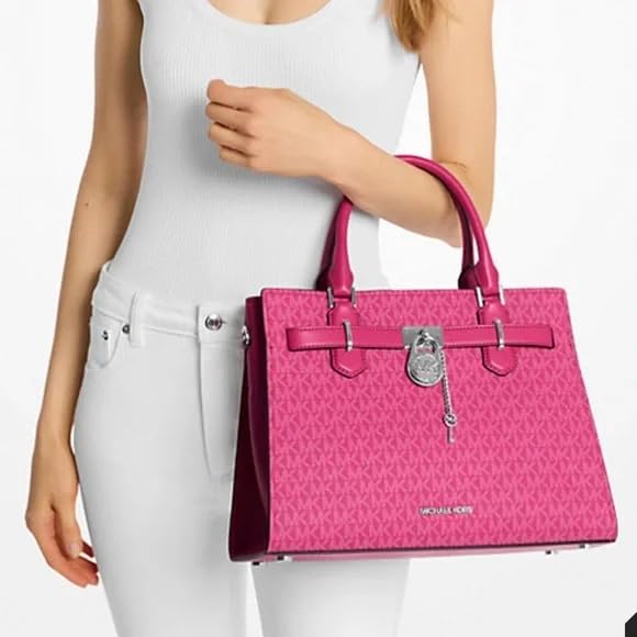Image of Michael Kors Hamilton Medium Top Zip Satchel Crossbody (Dragonfruit)