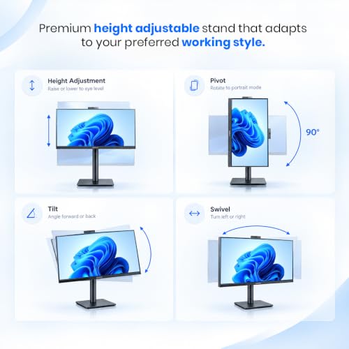 Image of Cornea 24 inch Full HD IPS All-in-One PC | i5, Windows 11 Pro, 8GB RAM, 256GB SSD | 75Hz, 5MP Pop-Up Camera, WiFi 6, Height Adjustable Stand for Home & Office