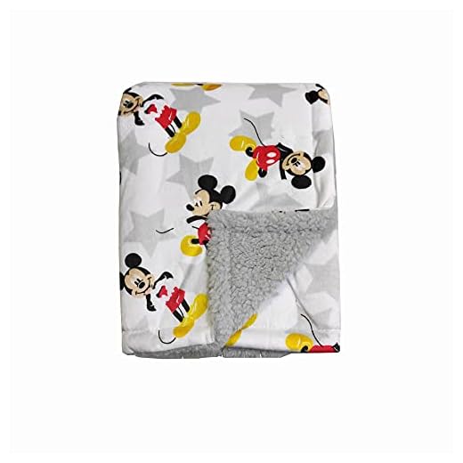 Disney Cudlie Baby Boy Mickey Mouse MNK/Sherpa Blanket with Super Star Print