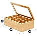 RoyalHouse Big Natural Bamboo Tea Storage Organizer with Clear Acrylic Top Window, 8 Compartments Eco-Friendly Tea Bag Holder, Multi-Functional Storage Box