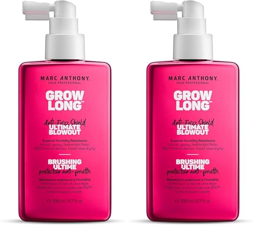 Image of Marc Anthony Anti-Frizz Shield Ultimate Blowout Spray, Grow Long - Smooth, Shiny Hair in High Humidity - Heat Protectant - 6.7 oz, (Pack of 2)