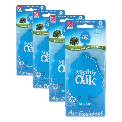 Image of Mighty Oak Air Freshener – New Car Fragrance - Long Lasting Hanging Car Deodoriser – Odour Eliminator Air Freshener – Auto Accessories – UK Made Car Scent Freshener - 8 Pack