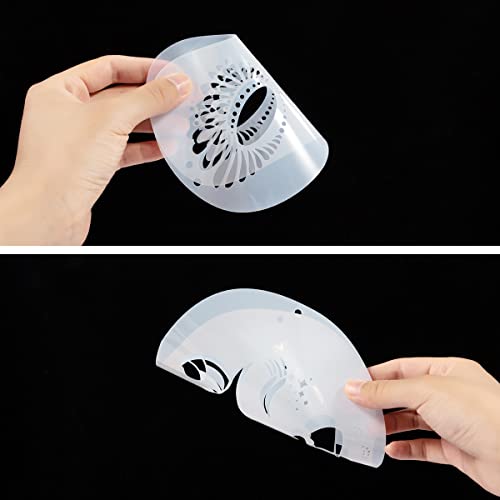 47 Pieces Face Stencils Kit, 17 Reusable Large Face Paint Stencils, 20 Small Paint Stencils, 10 Pieces Painting Brushes For Kids Face Painting, Tattoo Stencils, Holiday Halloween Makeup (White) #TOP3