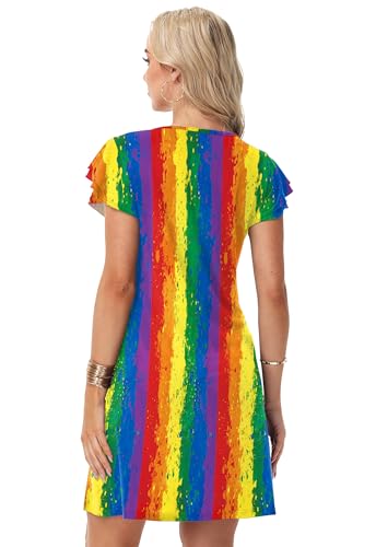 Image of AOBUTE Womens 4th of July Dress American Flag Party Dresses USA Parade Mini Dress