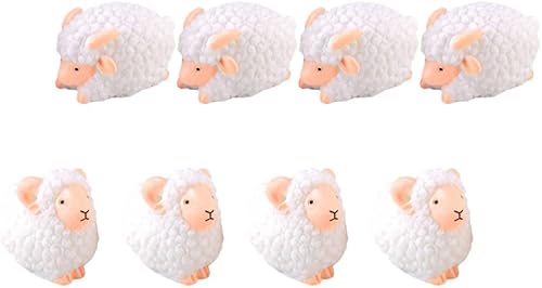 YARNOW Decoración de terrario en miniatura de ovejas en miniatura, mini juego de animales de granja, 8 piezas de animales del bosque, figura de