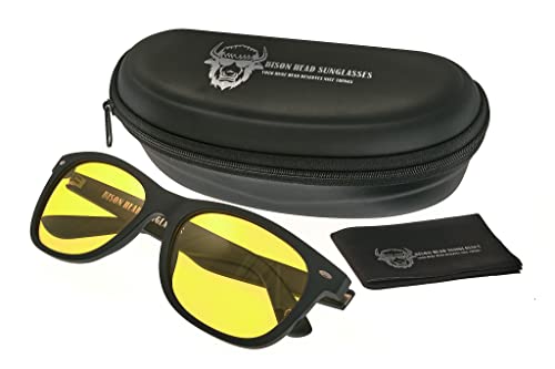 Bison Head Classic Style Sunglasses XXL - Black Frame/Yellow Lens, Black, XX-Large3
