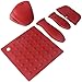 Silicone Hot Handle Holders, Potholders (5-Pack Mix Red) for Cast Iron Skillets, Pans, Frying Pans & Griddles, Metal and Aluminum Cookware Handles - Sleeve Grip, Handle Cover